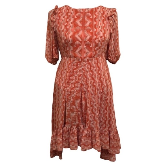 Urban Outfitters Dress Size Medium Orange Cream Geometric Print - Picture 1 of 11